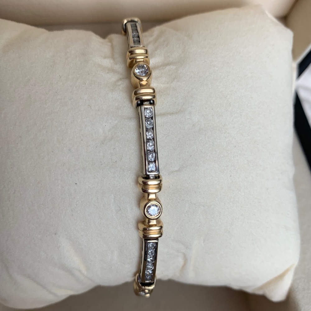 CUSTOM - 2 CT- 14K (solid) Yellow & White Gold Genuine Diamond Tennis Bracelet